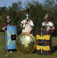Students dressed a Roman auxiliary, Greek hopolite and Roman Legionary