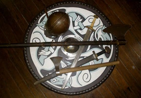 photo of Viking weapons and a shield